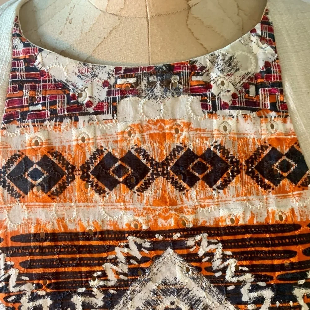 Shona Joy Embroidered Sleeveless Sheath Cotton Summer Dress Womens Size 8 - Picture 3 of 11